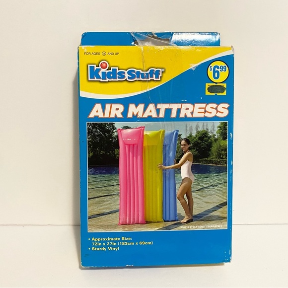 kids stuff Other - Kids Stuff  Vintage Pool Air Mattress Blue 72X27” STURDY VINYL NEW Old Stock